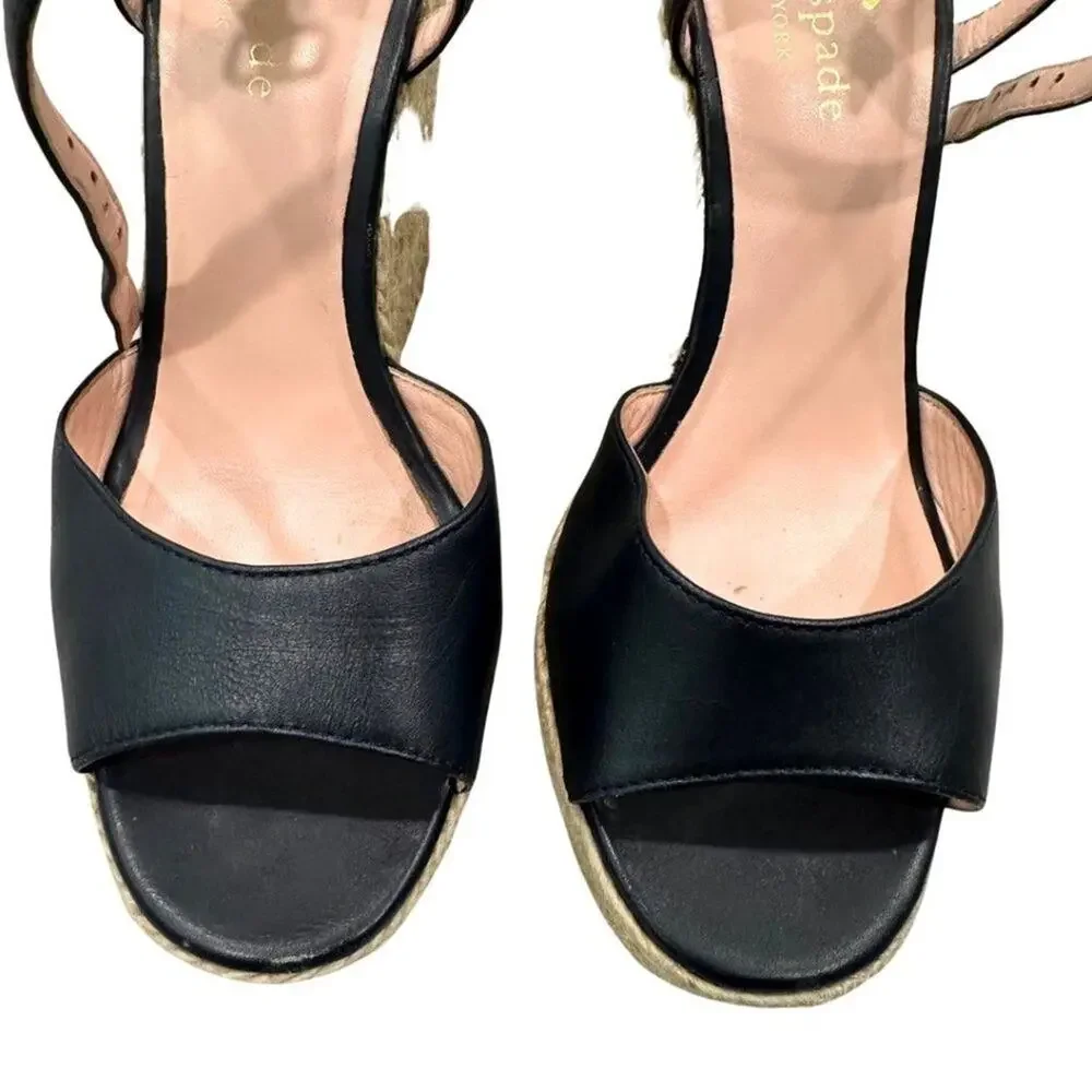 Kate Spade New York Leather Espadrilles Navy 6.5